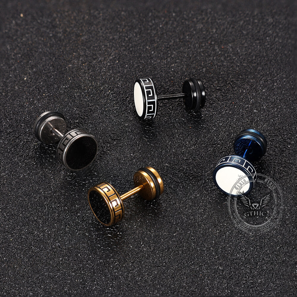 Punk Great Wall Pattern Stainless Steel Stud Earring | Gthic.com