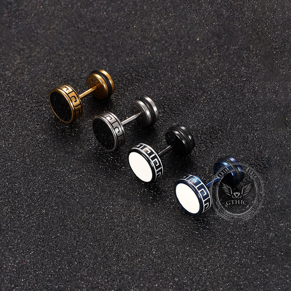 Punk Great Wall Pattern Stainless Steel Stud Earring | Gthic.com