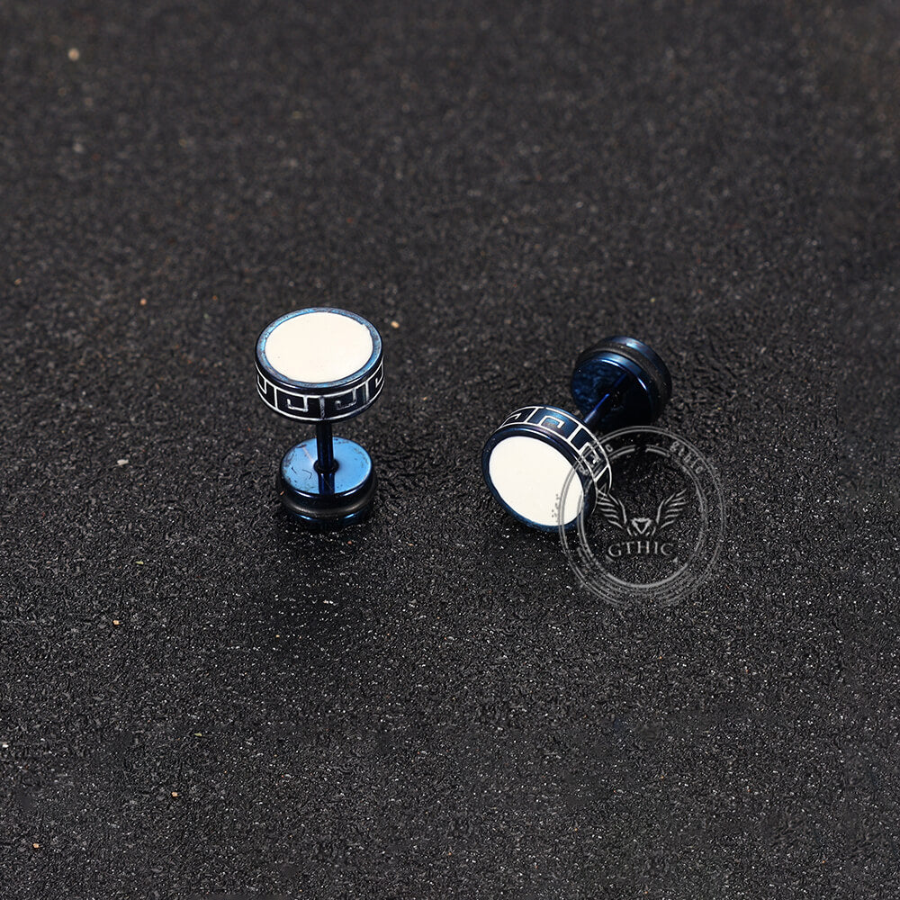 Punk Great Wall Pattern Stainless Steel Stud Earring