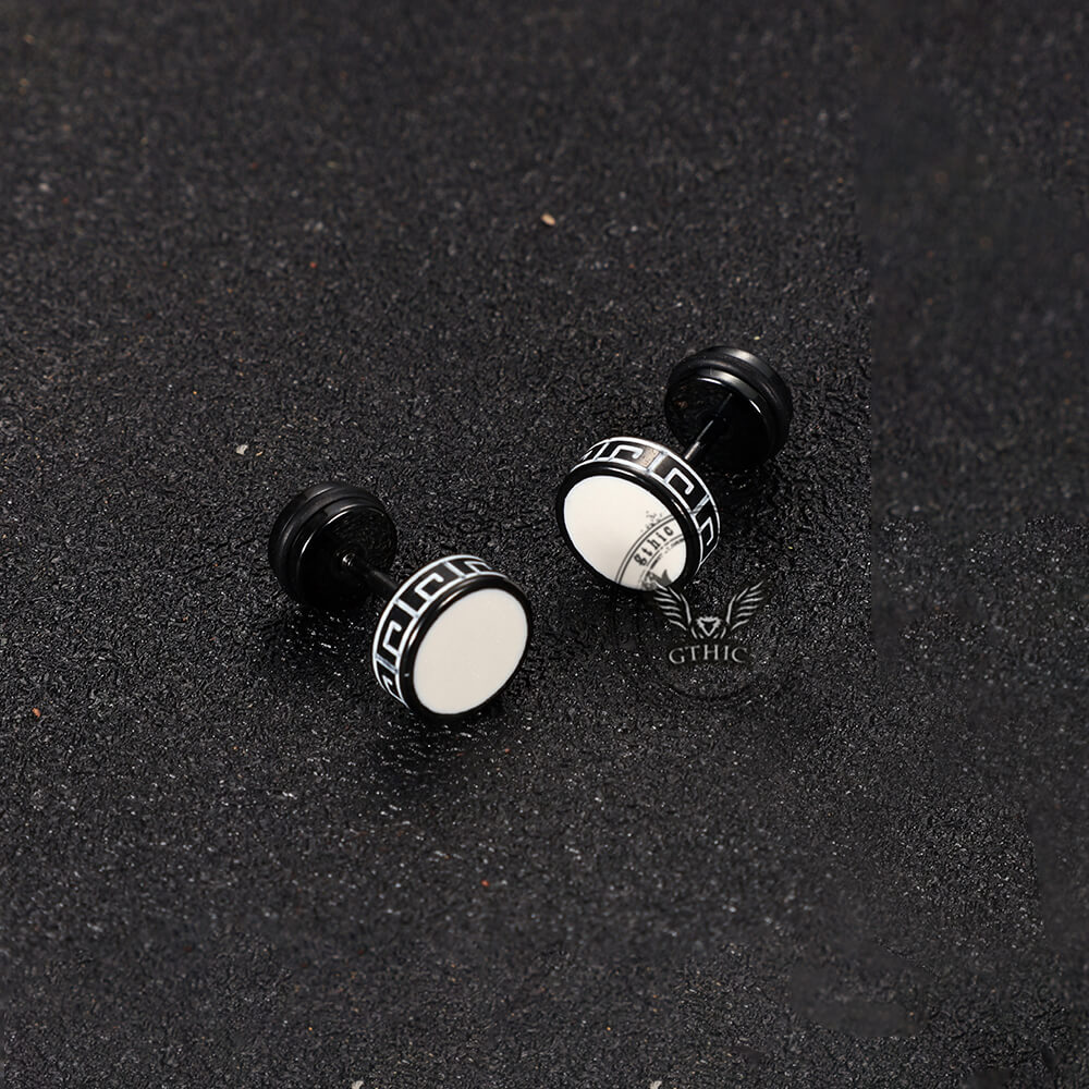 Punk Great Wall Pattern Stainless Steel Stud Earring