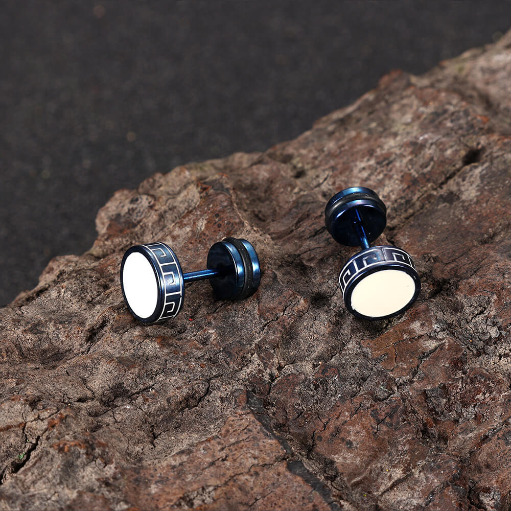 Punk Great Wall Pattern Stainless Steel Stud Earring