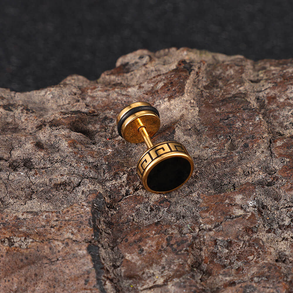 Punk Great Wall Pattern Stainless Steel Stud Earring