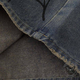 Punk Hand-Drawn Spider Pattern Loose Denim Shorts