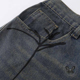 Punk Hand-Drawn Spider Pattern Loose Denim Shorts