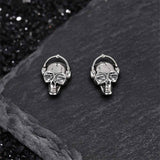 Punk Headphones Skull Stainless Steel Stud Earrings | Gthic.com