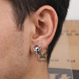 Punk Headphones Skull Stainless Steel Stud Earrings