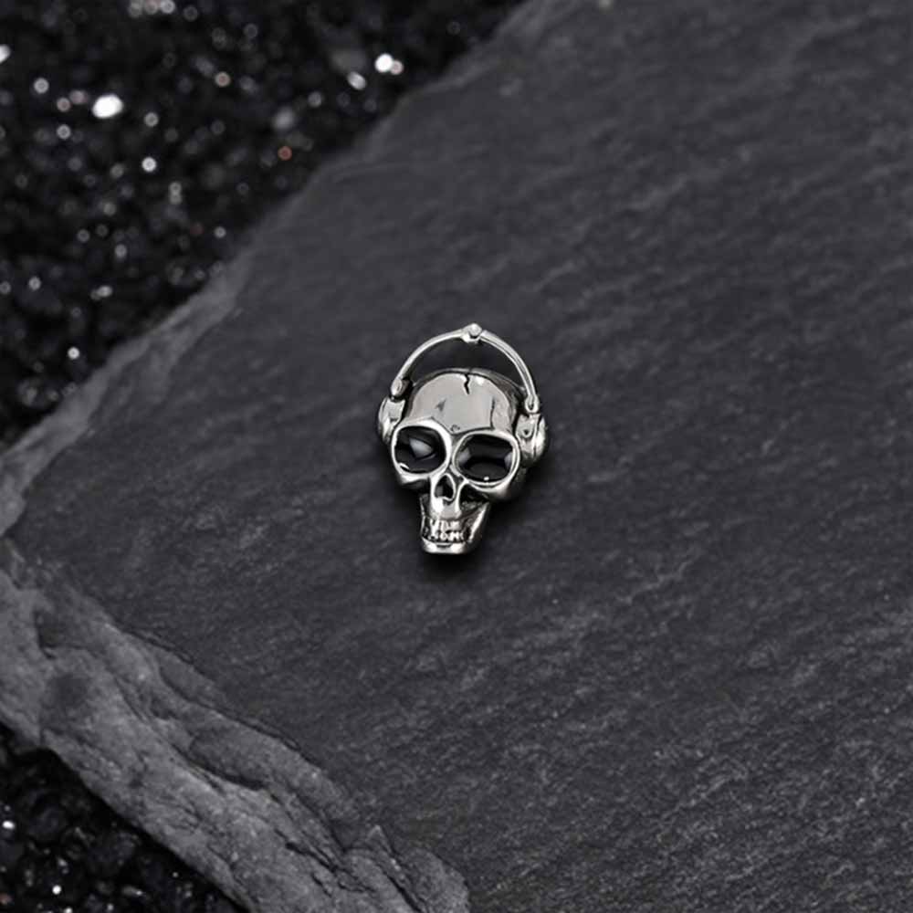 Punk Headphones Skull Stainless Steel Stud Earrings