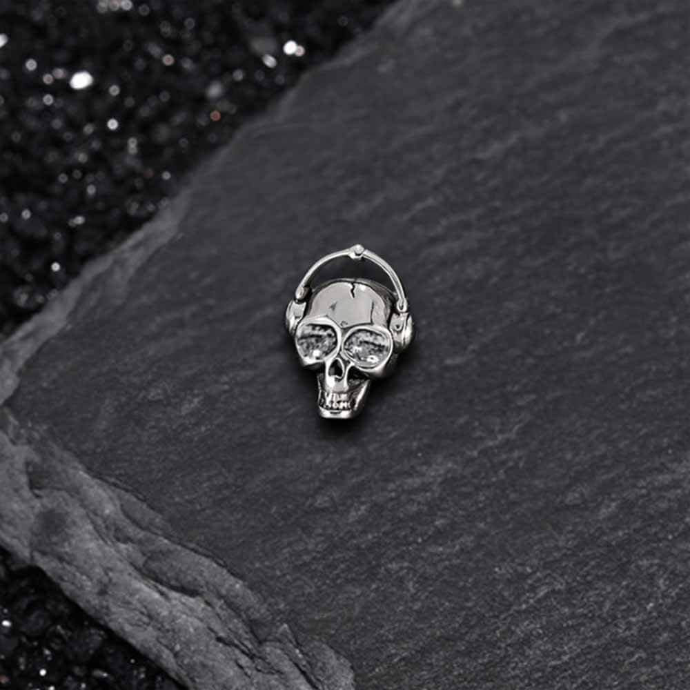 Punk Headphones Skull Stainless Steel Stud Earrings