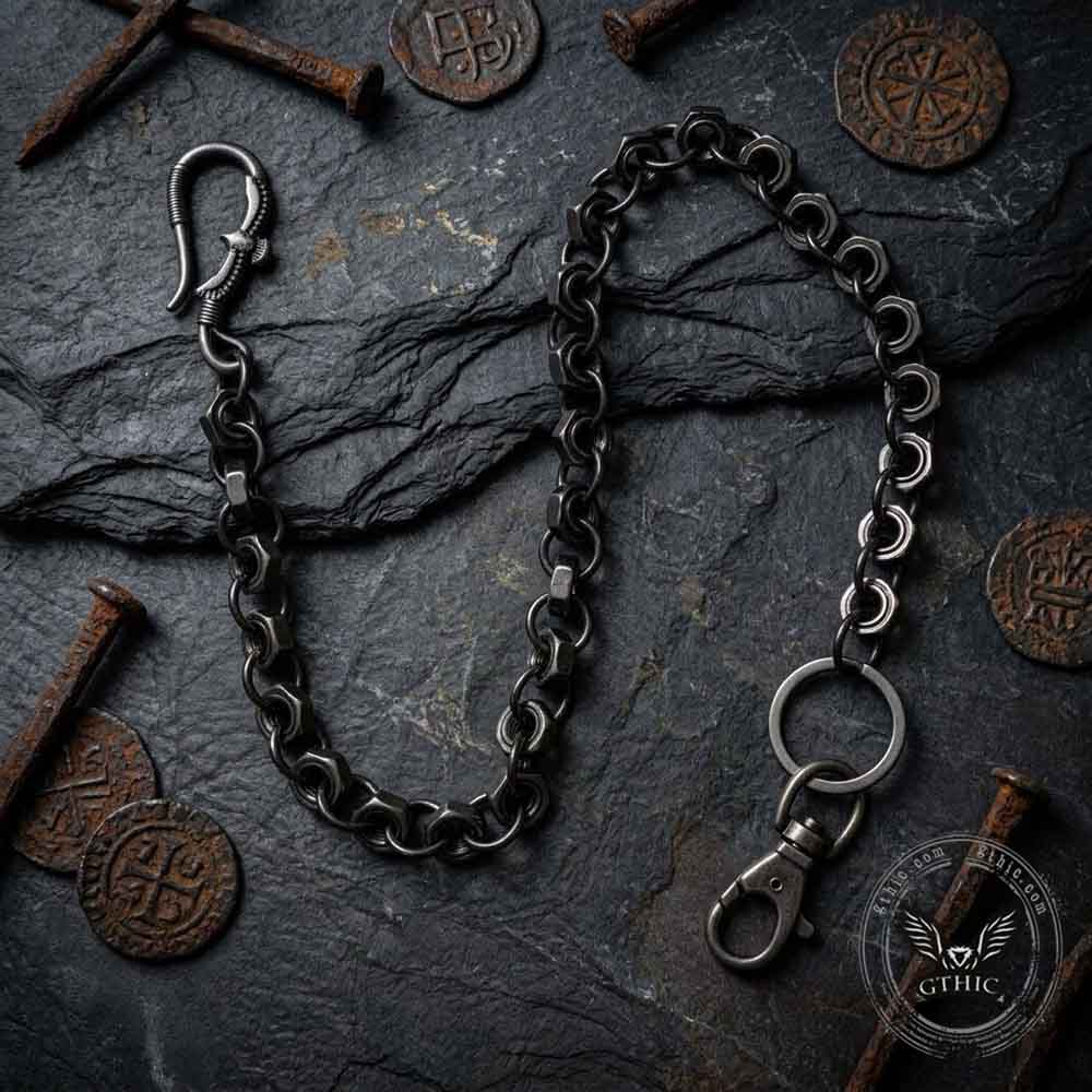 Punk Heavy Duty Hex Nut Alloy Pants Chain