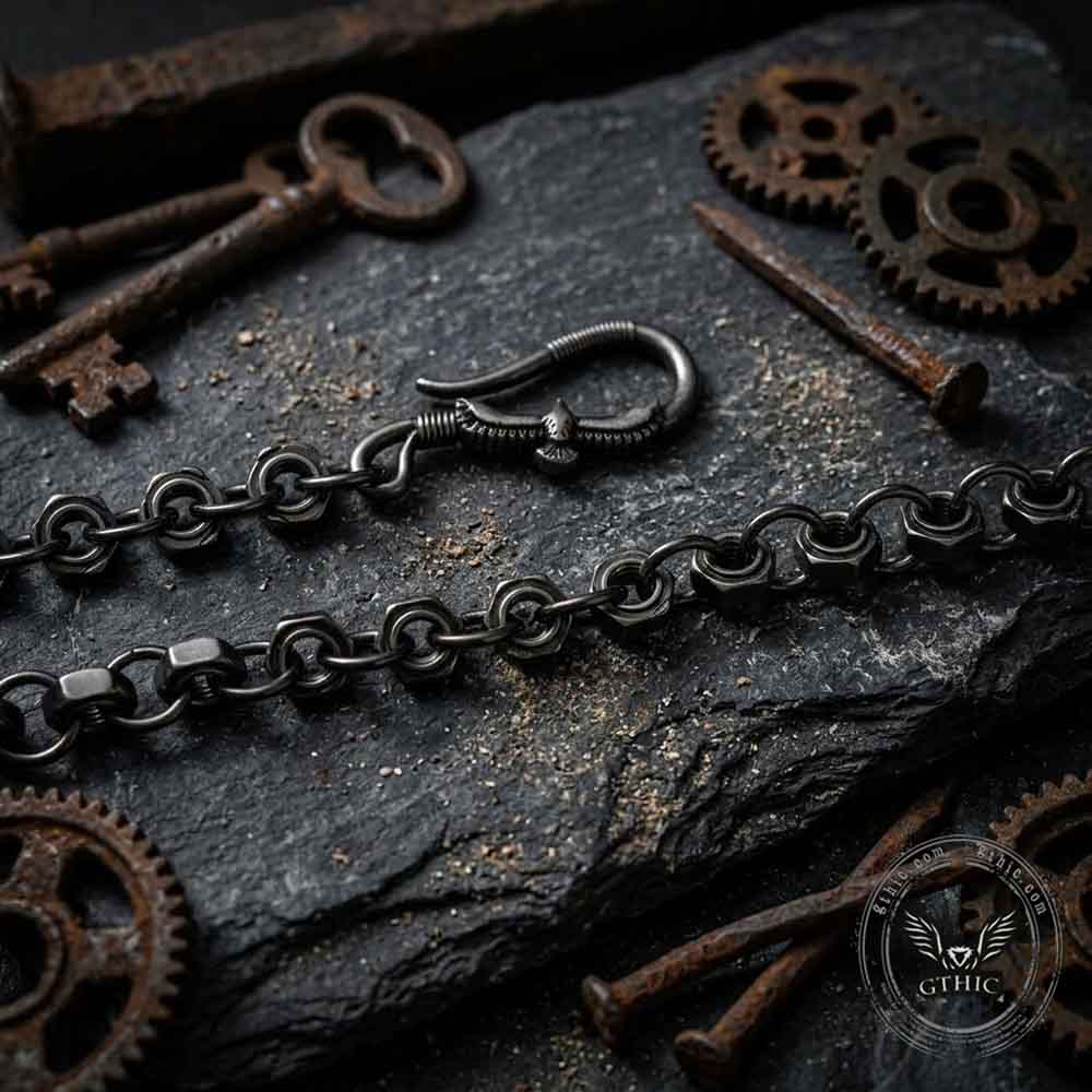 Punk Heavy Duty Hex Nut Alloy Pants Chain