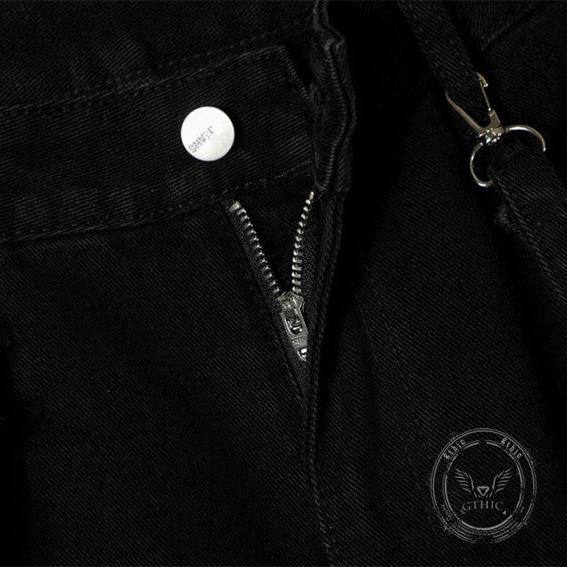 Punk High Street Tie Button Cargo Wide-Leg Jeans