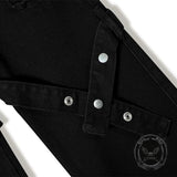 Punk High Street Tie Button Cargo Wide-Leg Jeans