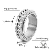 Punk Hip-Hop Cuban Link Stainless Steel Spinner Ring
