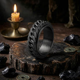 Punk Hip-Hop Cuban Link Stainless Steel Spinner Ring