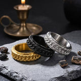Punk Hip-Hop Cuban Link Stainless Steel Spinner Ring | Gthic.com