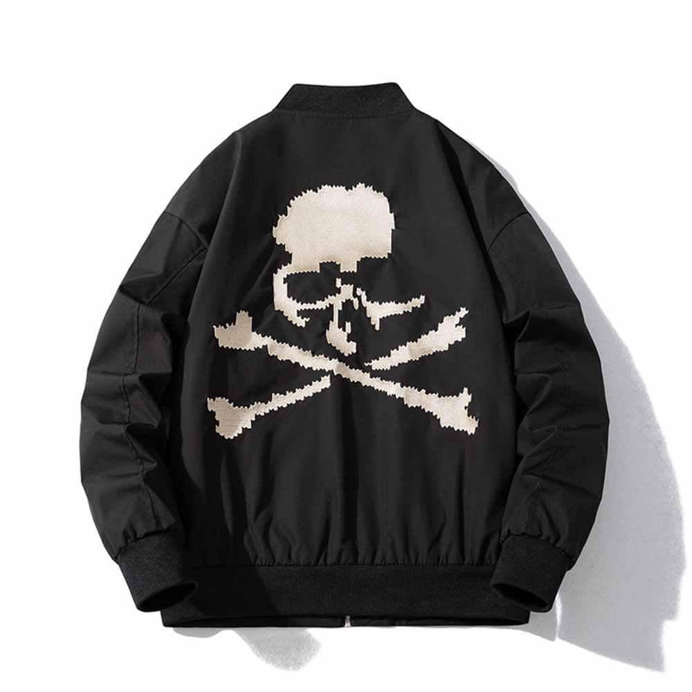 Punk Hip Hop Skull Embroidered Bomber Jacket | Gthic.com