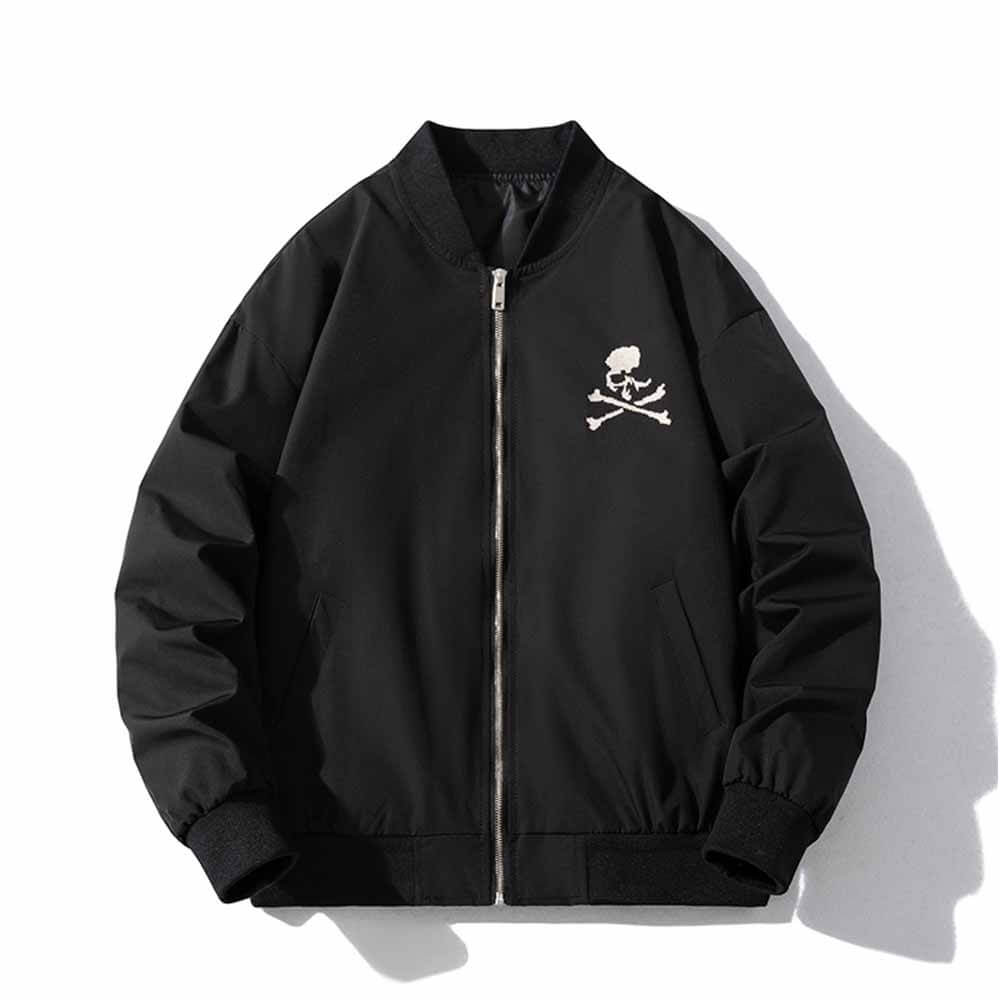 Punk Hip Hop Skull Embroidered Bomber Jacket | Gthic.com