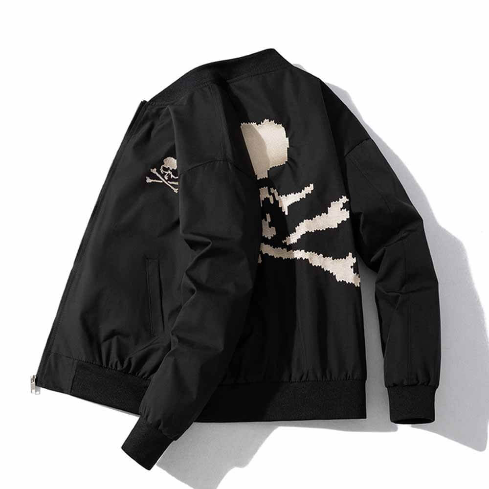 Punk Hip Hop Skull Embroidered Bomber Jacket | Gthic.com