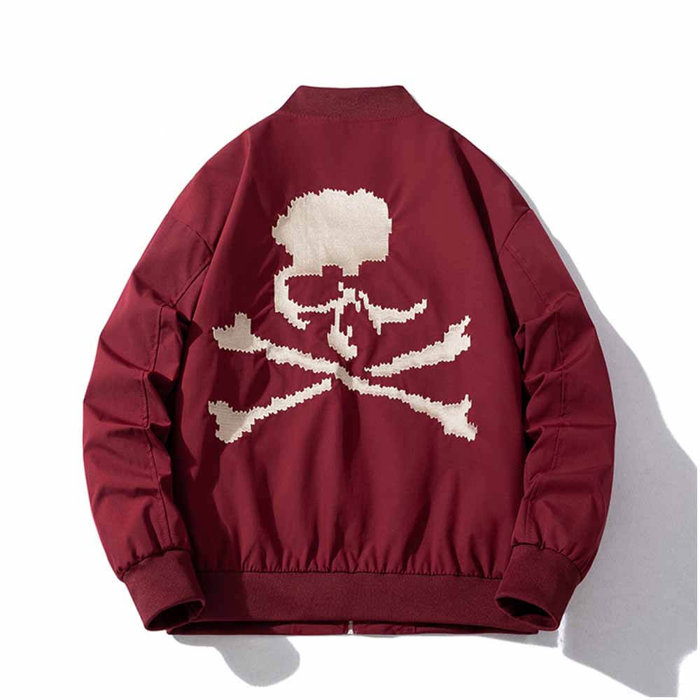 Punk Hip Hop Skull Embroidered Bomber Jacket | Gthic.com