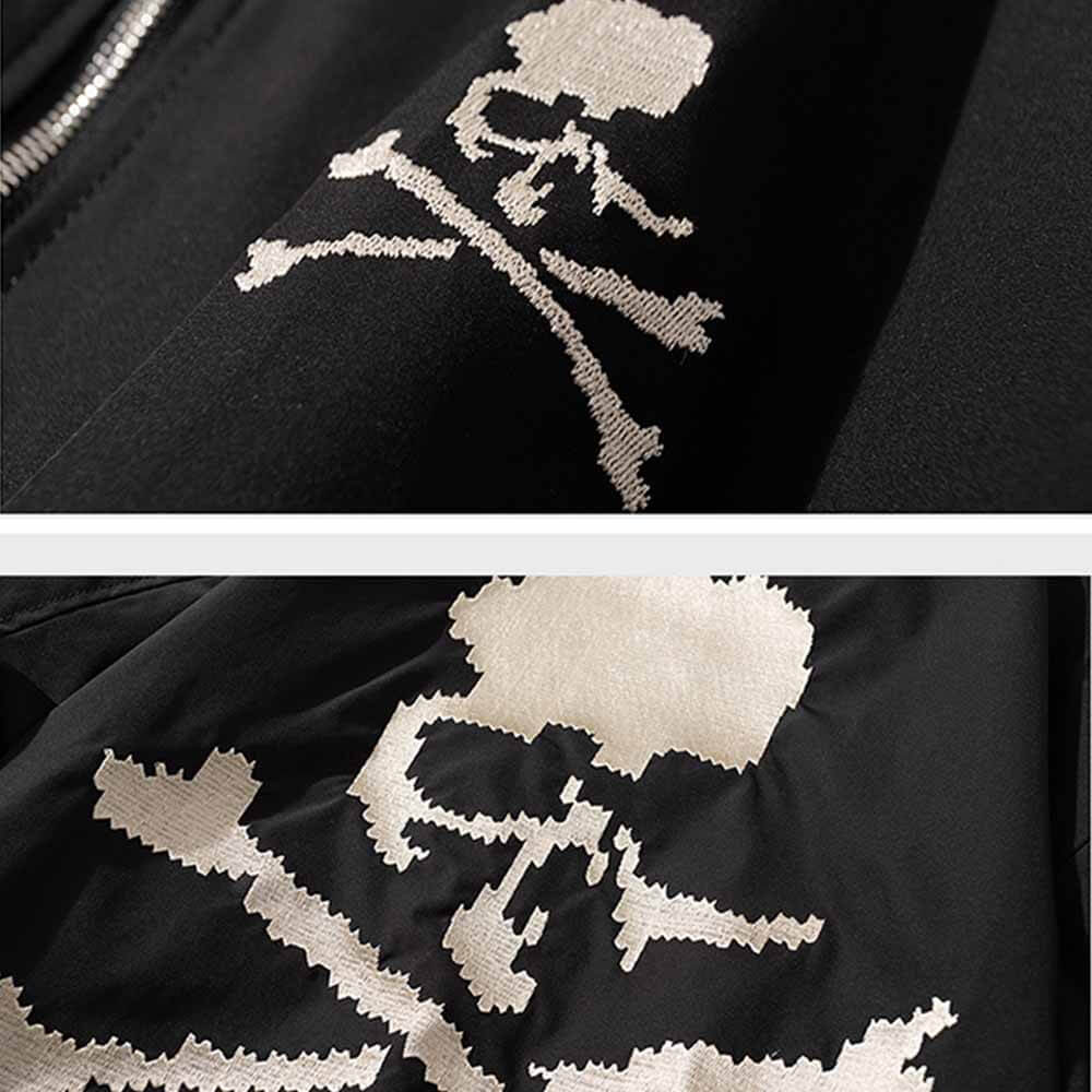 Punk Hip Hop Skull Embroidered Bomber Jacket | Gthic.com