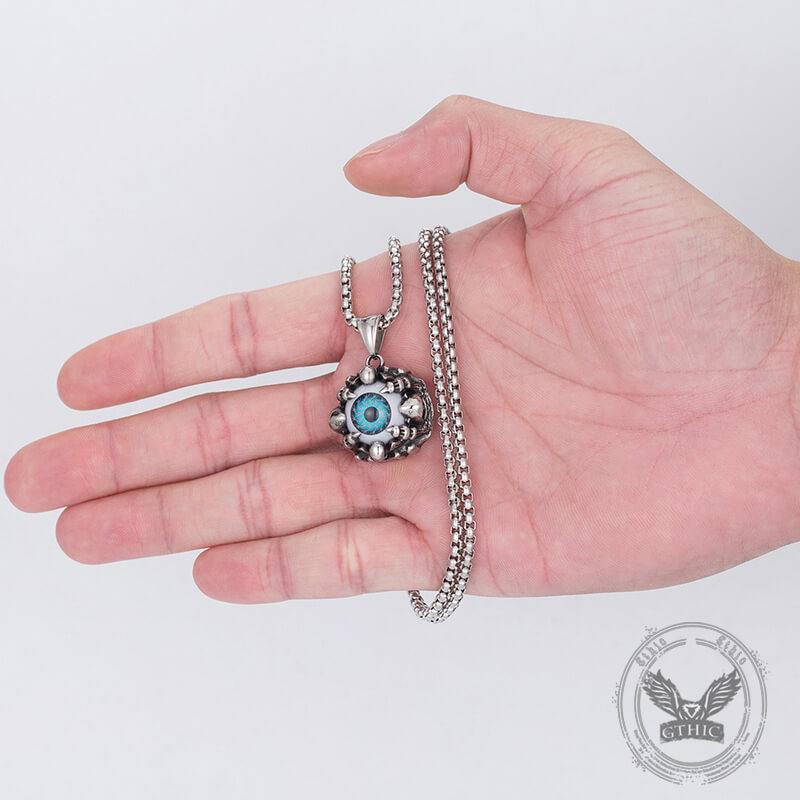 Punk Hiphop Evil Eye Stainless Steel Skull Pendant | Gthic.com