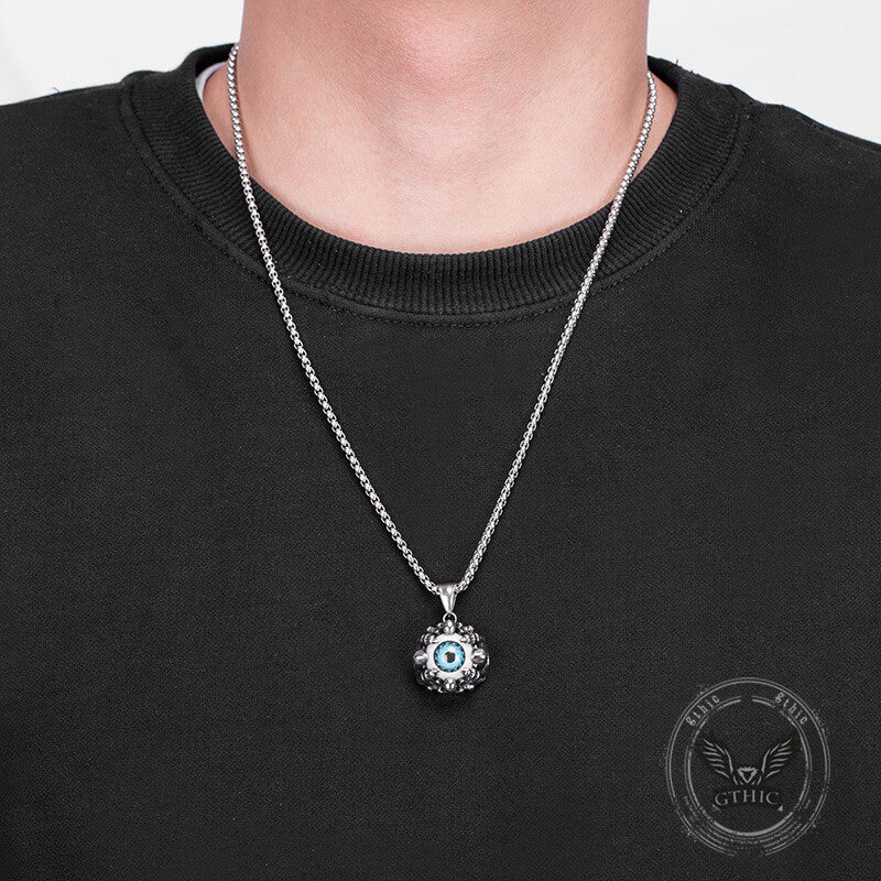 Punk Hiphop Evil Eye Stainless Steel Skull Pendant | Gthic.com