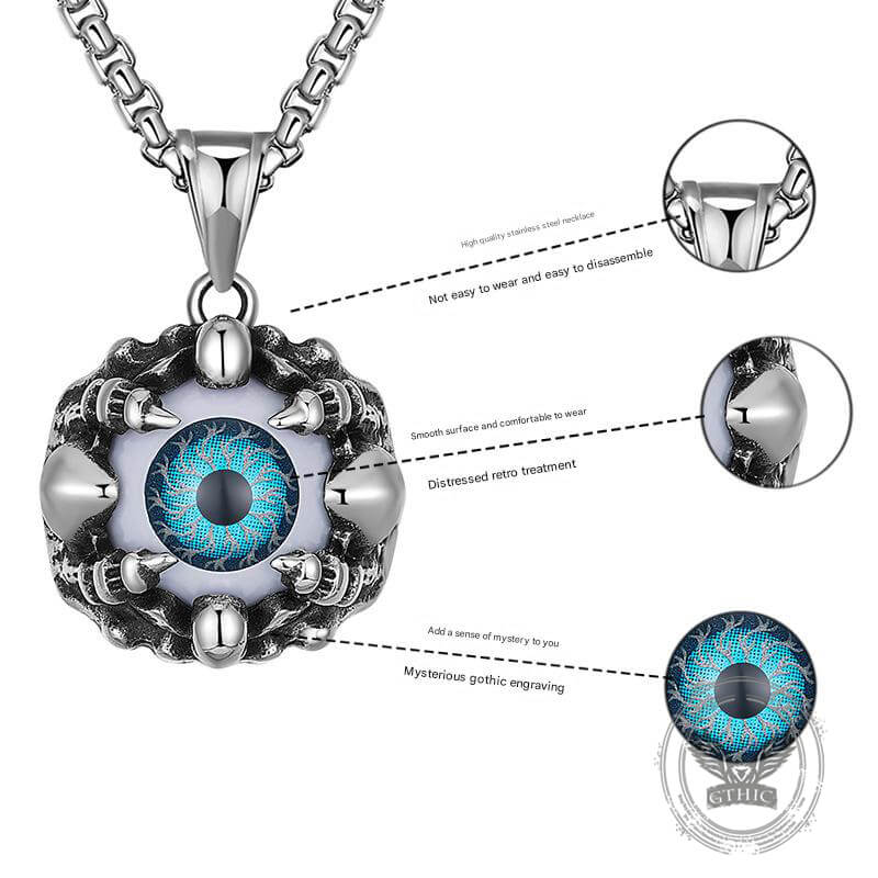 Punk Hiphop Evil Eye Stainless Steel Skull Pendant