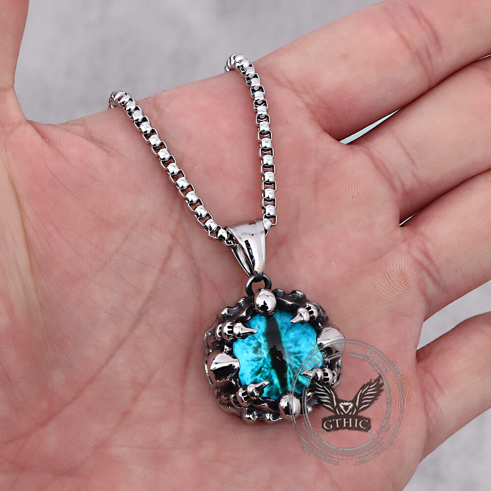 Punk Hiphop Evil Eye Stainless Steel Skull Pendant