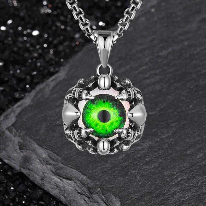 Punk Hiphop Evil Eye Stainless Steel Skull Pendant