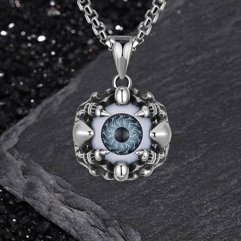 Punk Hiphop Evil Eye Stainless Steel Skull Pendant