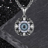 Punk Hiphop Evil Eye Stainless Steel Skull Pendant