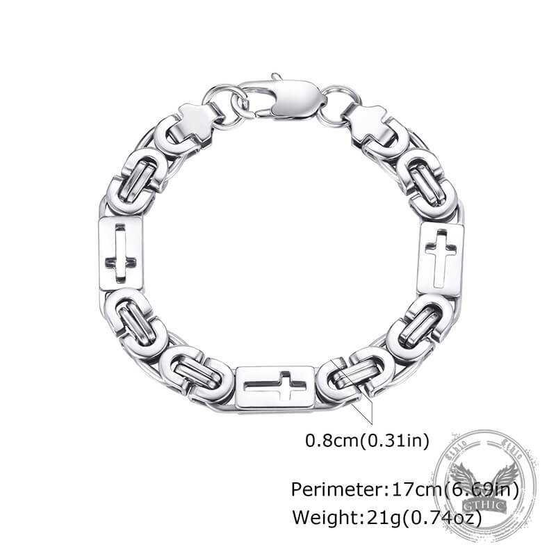 Punk Hollow Cross Byzantine Stainless Steel Bracelet | Gthic.com