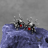 Punk Horror Spider Skull Stainless Steel Stud Earrings | Gthic.com