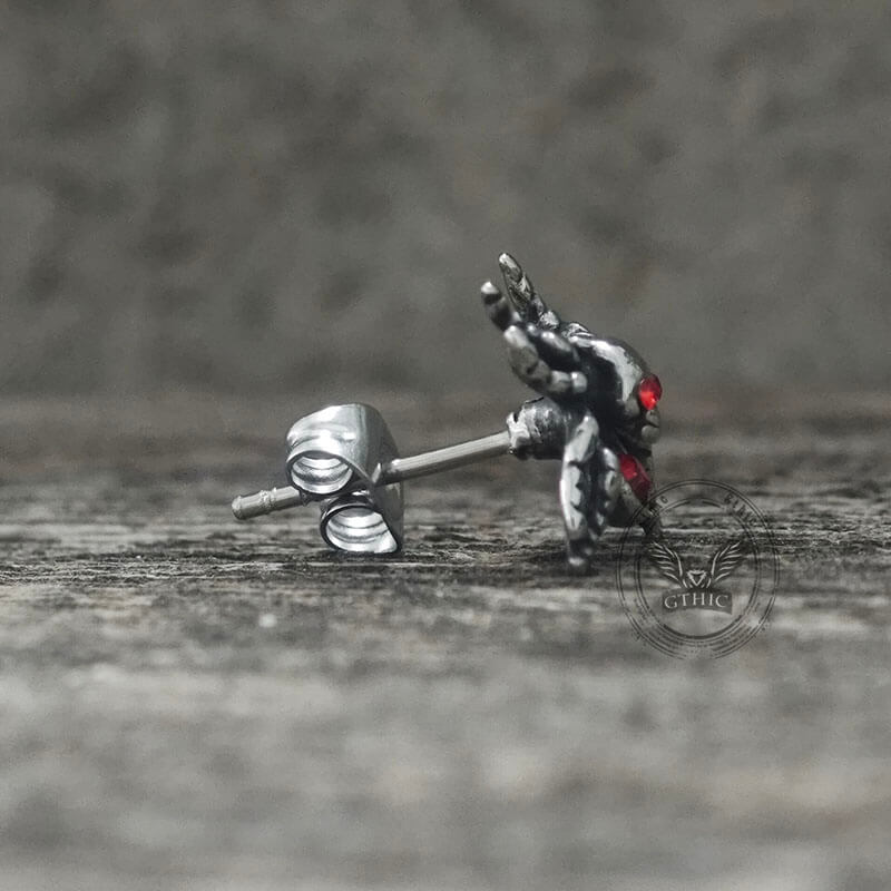 Punk Horror Spider Skull Stainless Steel Stud Earrings