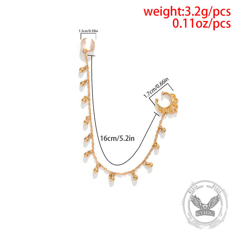 Punk Imitation Pearl Tassel Titanium Chain Earrings Nose Clip