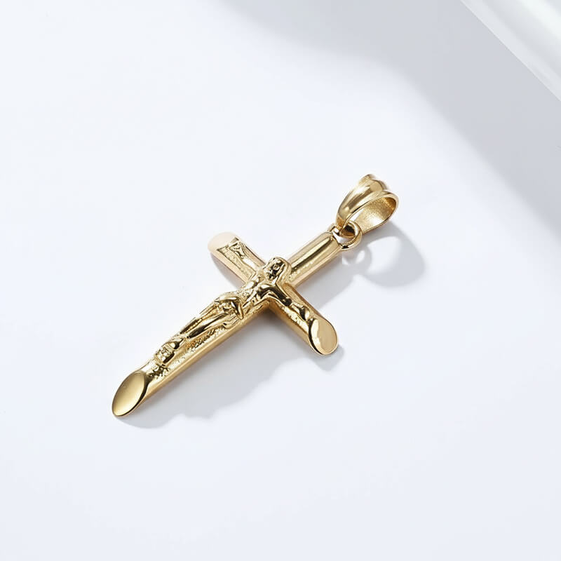 Punk Jesus Suffering Stainless Steel Cross Pendant