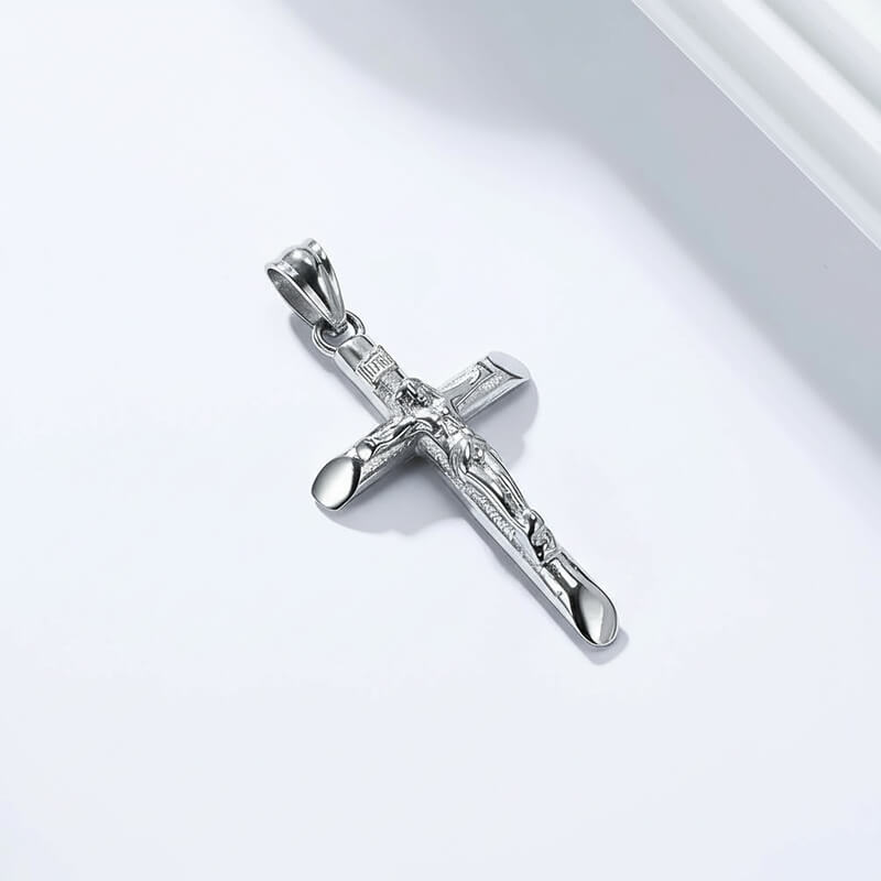 Punk Jesus Suffering Stainless Steel Cross Pendant