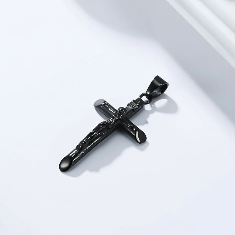 Punk Jesus Suffering Stainless Steel Cross Pendant