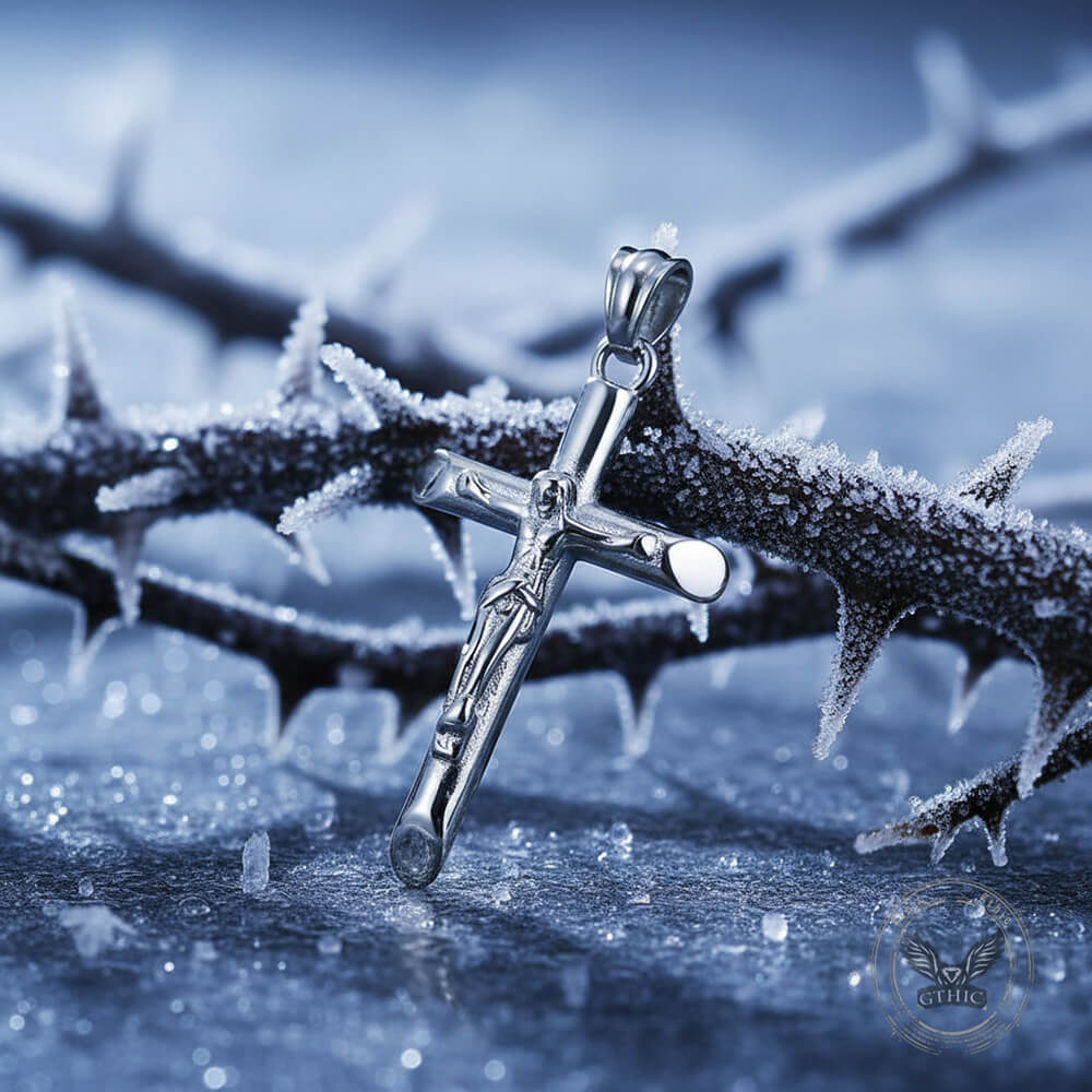 Punk Jesus Suffering Stainless Steel Cross Pendant