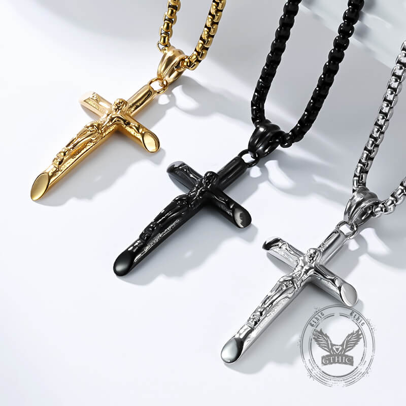 Punk Jesus Suffering Stainless Steel Cross Pendant | Gthic.com