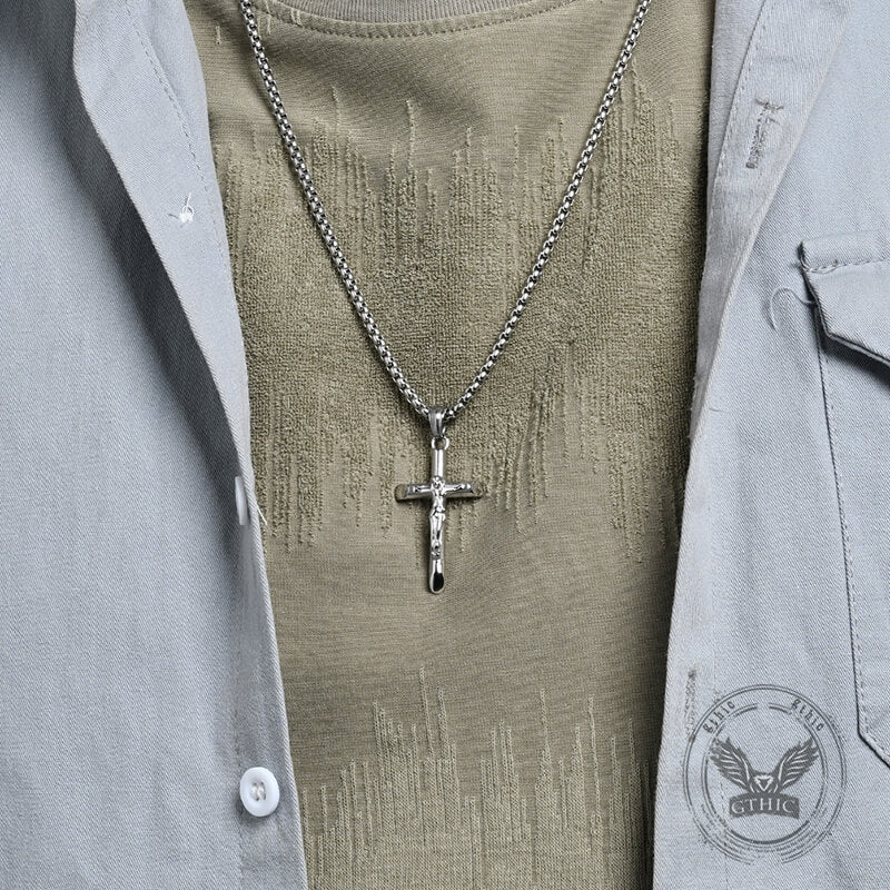 Punk Jesus Suffering Stainless Steel Cross Pendant | Gthic.com
