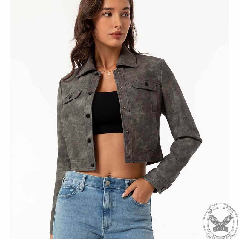 Punk Lapel Button Cropped Jacket | Gthic.com