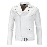 Punk Lapel Diagonal Zipper PU Leather Motorcycle Jacket | Gthic.com