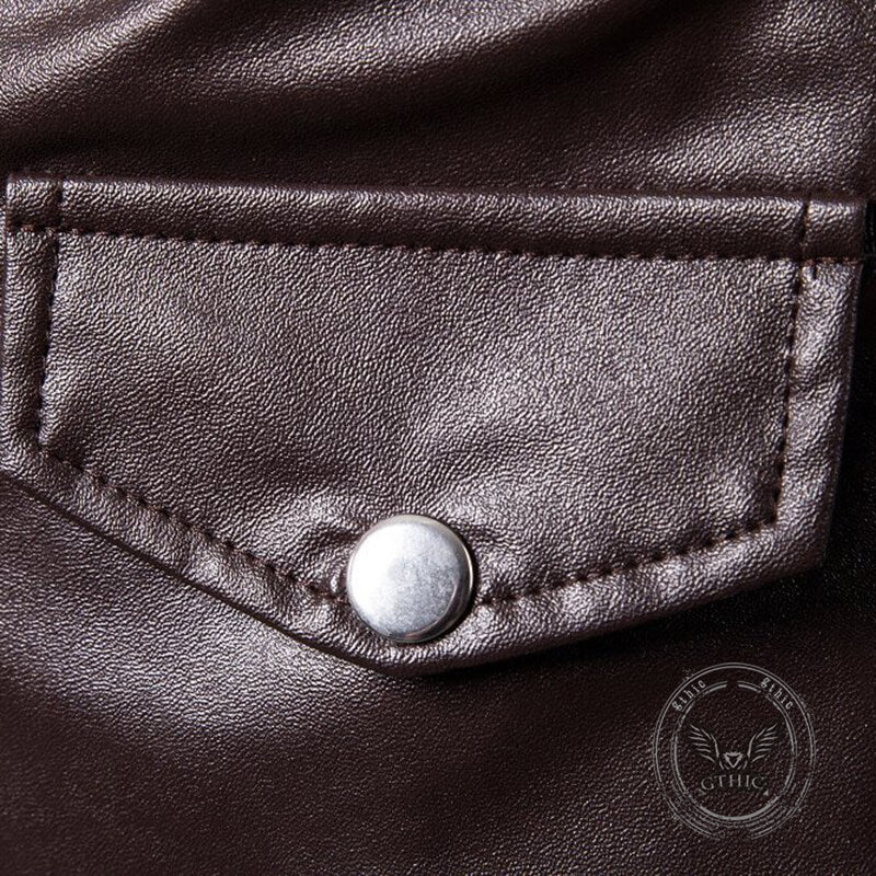 Punk Lapel Diagonal Zipper PU Leather Motorcycle Jacket