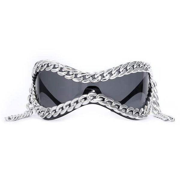 Punk Large Frame Metal Chain Fashion PC Sunglasses | Gthic.com