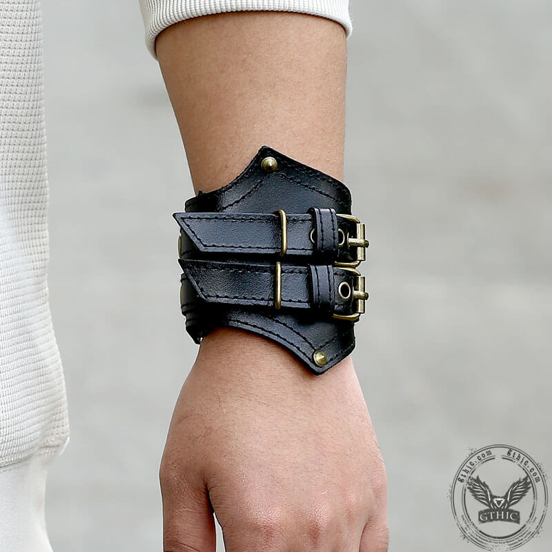 Punk Leather Wristband Bracelet