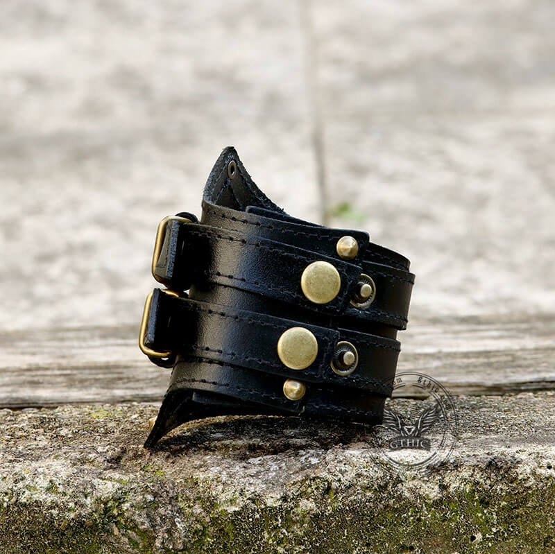 Punk Leather Wristband Bracelet