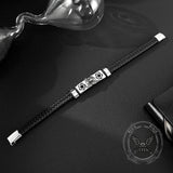 Punk Leopard Head Stainless Steel Braided Leather Bracelet | Gthic.com