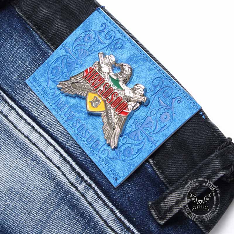 Punk-Hose für Herren aus Baumwolle mit Aufnäher und Totenkopf-Aufdruck