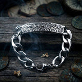 Punk Lion Carved Floral Stainless Steel Bracelet | Gthic.com